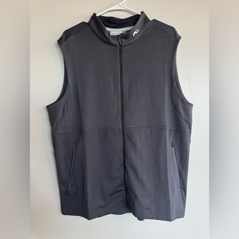 KJUS Delian Vest Men’s 54 XL Charcoal Gray Textured Golf Ski Full Zip NWT